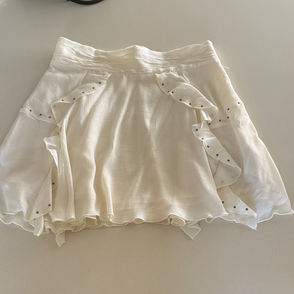 Zara Cream Ruffle-Trim Mini Skirt